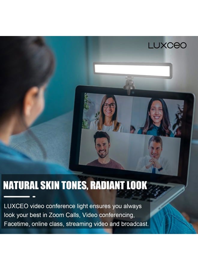 LUXCEO إضاءة مؤتمرات الفيديو LUXCEO، إضاءة زوم للعمل عن بُعد، إضاءة كاميرا ويب للكمبيوتر المحمول، مكالمات زوم، بث مباشر، دروس عبر الإنترنت، بث ذاتي، مجموعة إضاءة مؤتمرات الفيديو لاجتماع زوم - Image 2